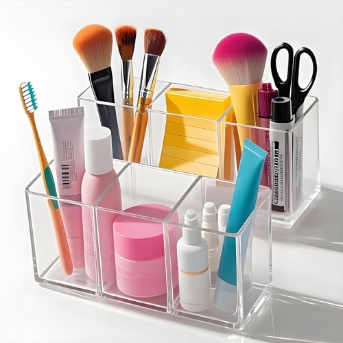 Acrylic Makeup Brush Holder, Organizer for Cosmetic Display (2 Pack)
