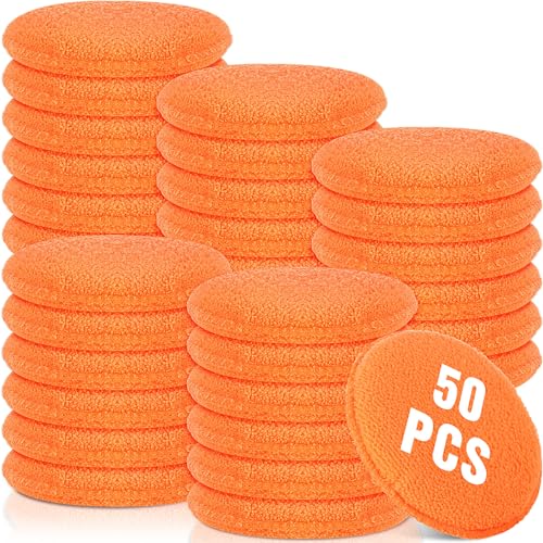Tanlade 50 Pcs Microfiber Wax Applicator Pads 5 Inch, Orange - color: Orange