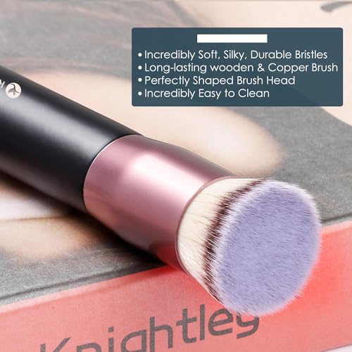 KINGMAS Flat Top Foundation Brush, Premium Kabuki Makeup Brush for Liquid, Blending, Cream, Powder,Blush Buffing Stippling Face Makeup Tools (Black, A (Flat Top)) - size: 1 Count (Pack of 1), style: A (Flat Top)