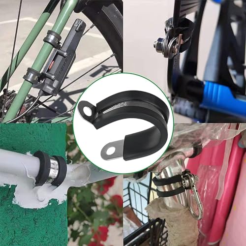 OURU 3/16 Inch Cable Clamps, Rubber Coated Insulated Clamps, 100pcs, 5mm - size: 100 PCS - 3/16 Inch