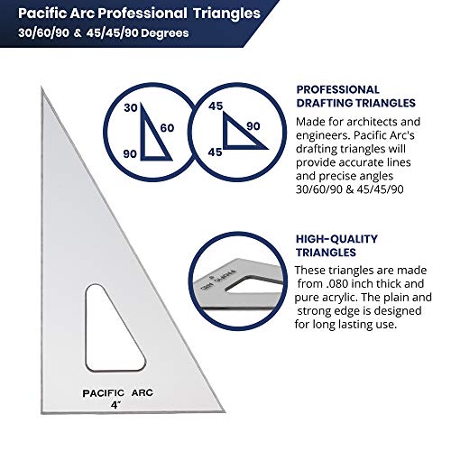 Pacific Arc Drafting Triangle, 14-inch, 45/90 Degrees, w/Inking Edge, Topaz - color: Topaz, size: 14-in, 45/90 degrees