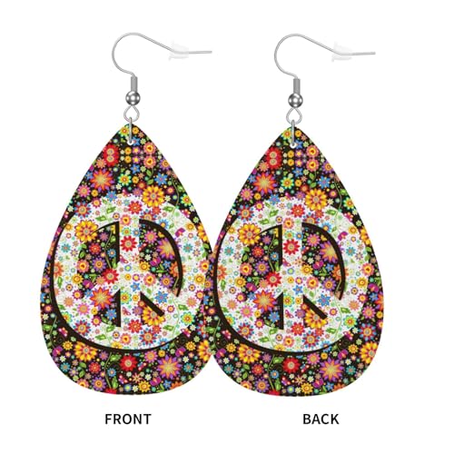 Faux Leather Teardrop Earrings - color: Burst