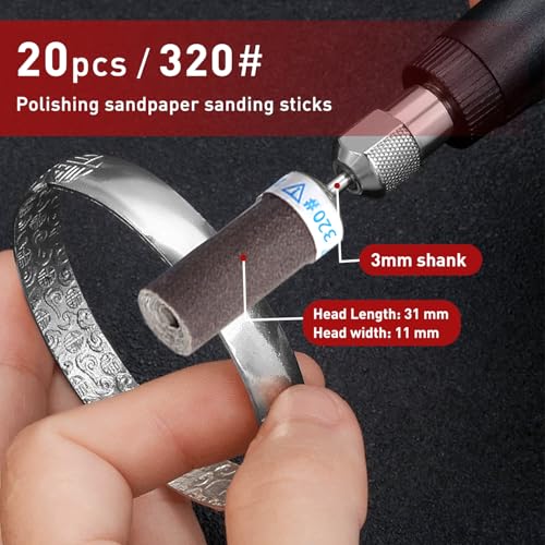 20PCS Sanding Sticks,320 Grit Sanding Drums for Dremel Rotary Tool - size: 320 Grains