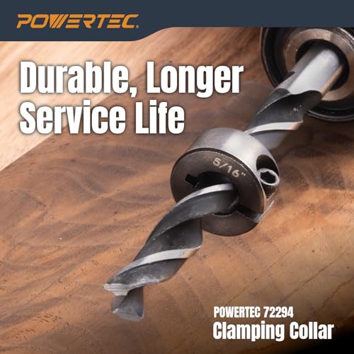 POWERTEC 7-Piece 1/8"-1/2" Split Ring Drill Bit Stop Collar Set (71491) - style: 7PC Imperial Drill Stop Set (1/8"-1/2")