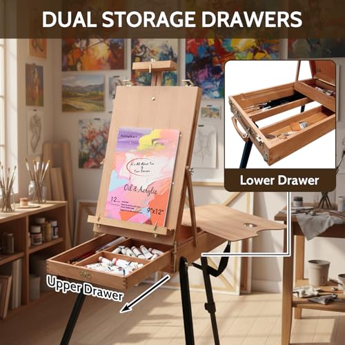 Falling in Art Light Weight French Style Field and Sketchbox Easel - style: French