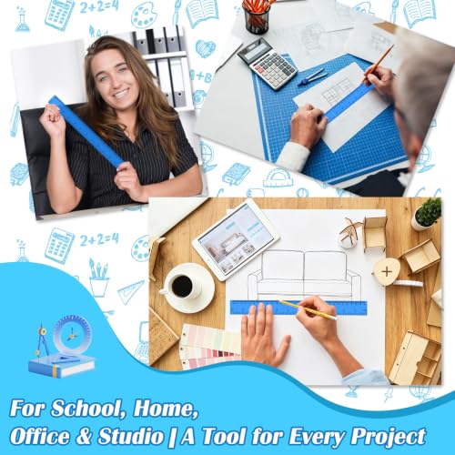 36 Pack 12" Clear Blue Plastic Rulers, Rulers Bulk for Classroom - color: Blue