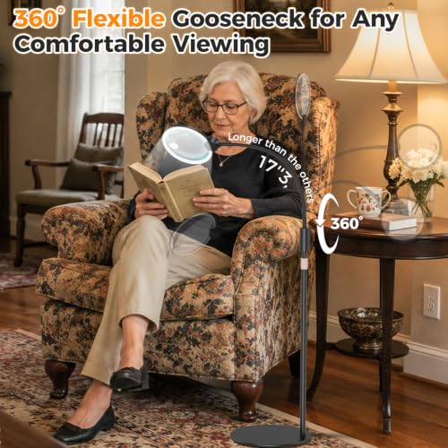Rechargeable Cordless Floor Magnifying Glass with Light and Stand