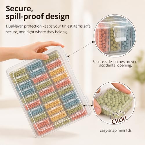 2-Pack Clear Plastic Bead Organizer Box 8.8x6.7x2.4