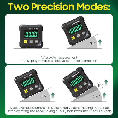 Digital Angle Finder with Electronic Laser, Digital Angle Finder Protractor Inclinometer, 4-Side Strong Magnetic Angle Gauge, 4×90° High Accuracy Cube Inclinometer for Woodworking Construction & DIY