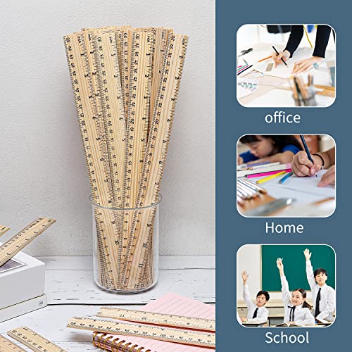 60 Pack Wooden Ruler 12 Inch Rulers Bulk Wood Measuring Ruler Office Ruler 2 Scale - color: 60 Pieces - 12 Inch