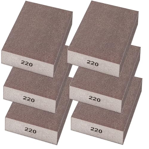 6 Pack 220 Grit Wet Dry Sanding Sponge Blocks, Washable Reusable Sandpaper Block for Wood Furniture Drywall Sheetrock Metal Pot Polishing - size: 220 Grit
