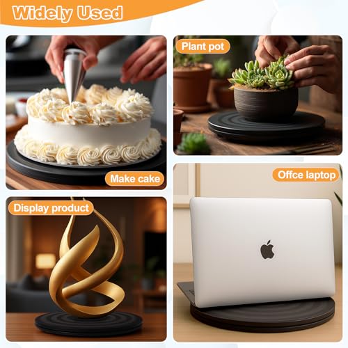 Lazy Susan Turntable Stand 8 Inch - Heavy Duty Non-Skid Swivel Base with Steel Ball Bearings | 360° Rotation for Plants, Monitors, TVs, Models, Crafts (8 INCH-2PC) - size: 8 INCH-2PC