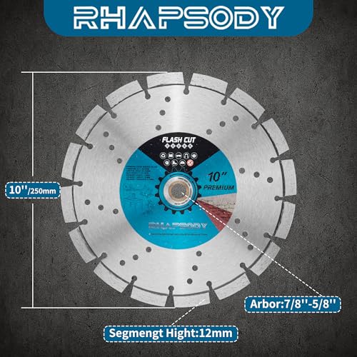 RHAPSODY 10Inch Laser Welded Diamond Saw Blade,Segmented General Purpose - size: 10''