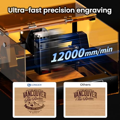 LONGER Ray5 Laser Engraver, 3500W High Precision Laser Engraving - color: Deep Black & Orange