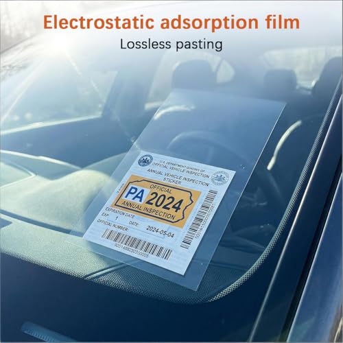 10PCS Car Windshield Sticker Applicator Static Cling, 4 x 6 Clear PET Electrostatic Film for Easy Sticker Application Removal, Auto Window Cling Inspection Decal Holder, Universal Fit