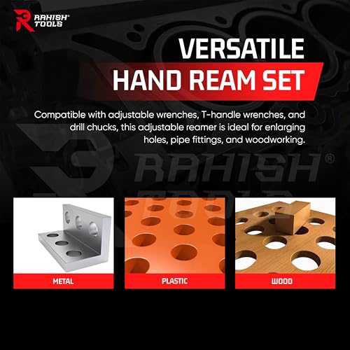 Adjustable Hand Reamer H4-H11 for Metal & Wood Repairs, 15/32" to 1-1/16" - size: H4 to H11 - 8Pcs