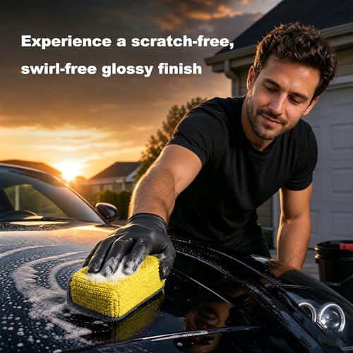 12 PCS Ceramic Coating Applicator Sponge, Microfiber Car Detailing Applicators Sponge Pads, Universal Automotive Sponges Applicator for Wax Sealant Paint Application (Yellow & Dark Gray) - color: Yellow & Dark Gray