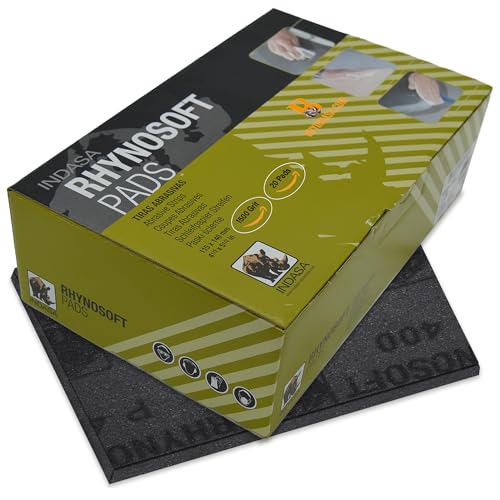 Indasa Rhynosoft Foam Sanding Pads - 4.5" x 5.5",Hook and Loop, 1500 Grit, Redline, Flexible,Tear-Resistant, Ideal for Automotive, Wood,& Finishing (Pack of 20 Pads) - size: 1500-Grit 20 Pads Redline