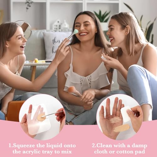 6Pcs Acrylic Makeup Mixing Palette, Makeup Tray with 6 Metal Spatula Tool Set, Clear Foundation Mixing Palette for Beauty Cosmetic Color Liquid Artist Pigment Blending