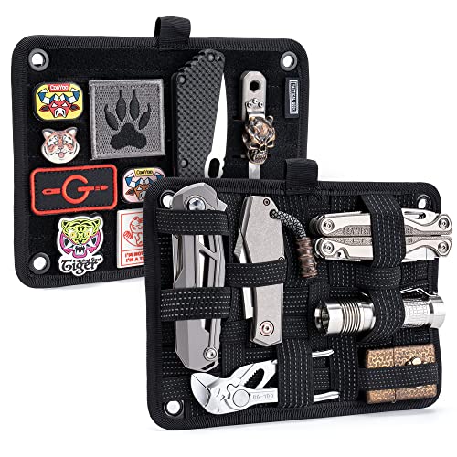 TACTICAL_GEEK EDC Organizer Board, Anti-Slip Elastic Woven Board, Utility Bag Insert Panel for Small Gear, Backpack Accessories (TCM-Black) - color: TCM-Black