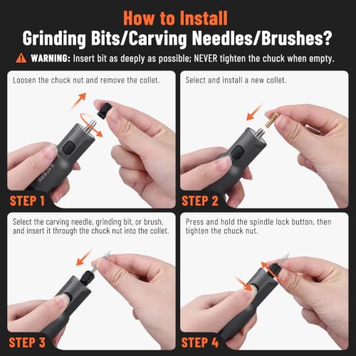 Katerk 3.7V Mini Cordless Rotary Tool, 5-Speed 70 Pcs Kit for Crafts DIY