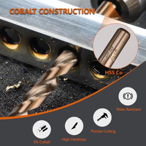 15-Piece M35 Cobalt Drill Bit Set, Metric 1.5-10mm for Hard Metals - style: 15pcs(Plastic Case)