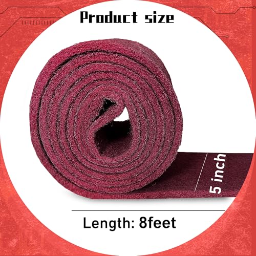 7447 Maroon Scuff Pads - 5 lnches x 8Feet Premium Surface Prep Pad for Autobody, Woodworking, Paint Primer, ScuffingSanding & Scouring