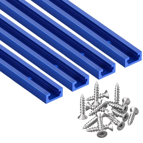 Vibit 4 Pcs 36" Aluminum T Track with Predrilled Mounting Holes & Screws - size: 4 PCS-36 Inch