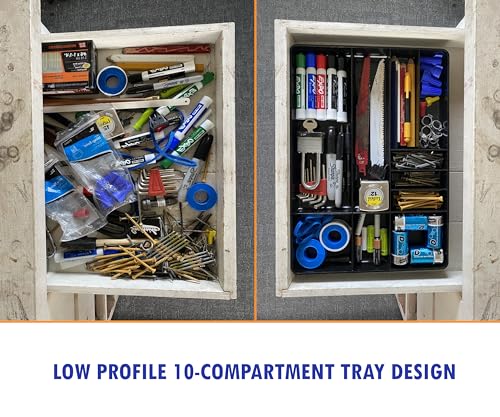Protoco Tool Box Organization Plastic Tray with 10 Compartment, 16-Inch x 11-Inch x 1.5-Inch, Orange - color: Orange