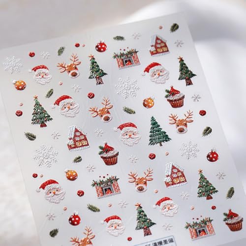 5D Embossed Christmas Nail Stickers Santa Elk Xmas Tree Nail Art Decals Self Adhesive Pegatinas Uñas for Women Nail Supplies Art Design Stickers - color: Christmas-3867
