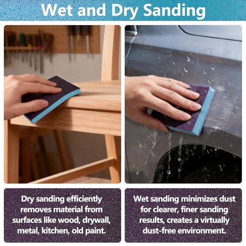 18 Pack Wet Dry Sanding Sponge Set, 80 Grit Foam Blocks Sandpaper - style: 80 Grit