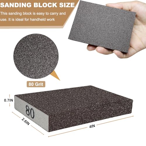 Tonmp 6 Pack 80 Grit Medium Sanding Sponge, Washable and Reusable Great for Pot Pan Brush Sponge Brush Glasses Sanding Wood Sanding Metal Sanding (80 Grit-6 Pack) - style: 80 Grit