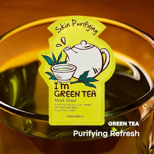 TONYMOLY I'm Face Sheet Masks - Hydrating & Soothing Korean Skincare - color: Green Tea, 1 Pack