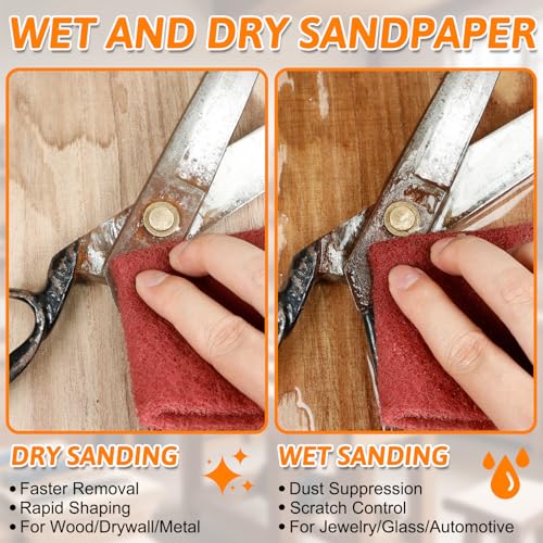General Purpose Scuff Pads - Cuttable, 6m x 100mm, P240 Grit, Wet/Dry Reusable Sanding Sheets for Paint Prep, Auto Body, Woodworking & DIY - color: BJBRed