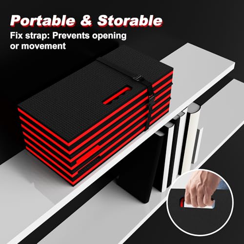 Thick Mechanic Mat Foldable EVA Kneeling Pad with Magnetic Tool Slot - color: Black & Red, size: 15.8"W