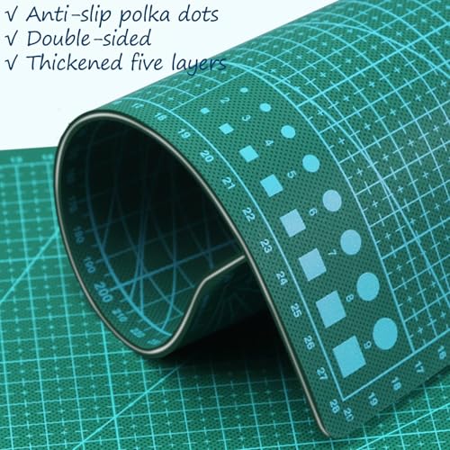 A2 Self Healing Cutting Mat, 23.62 x 17.72 in, 5-Ply PVC Craft Board for Rotary Cutters, Sewing, Quilting and Leatherwork, Green - size: 23.6"L x 17.7"W