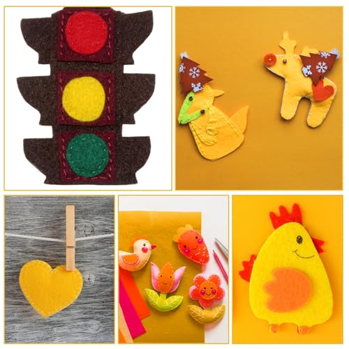 10Pcs Felt Sheets Fabric, 7" x 11" Soft Felt Squares for Craft, 1mm(Yellow) - color: Yellow