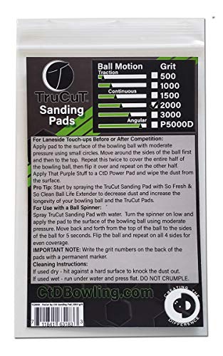 CTD TruCut Sanding Pads for Bowling Ball Resurfacing (2000 grit 5 inch) - size: 5 inch, style: 2000 Grit