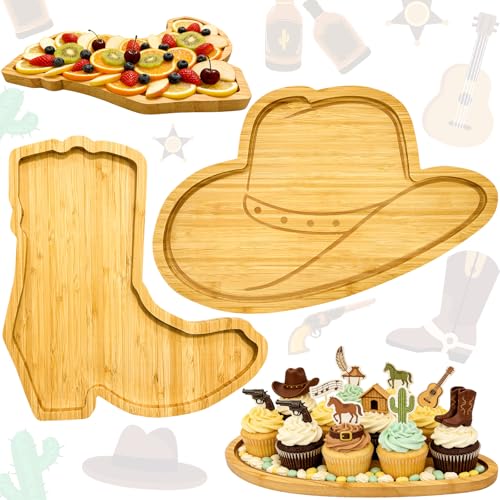 Western Birthday Party Decorations Wooden Hat Boot Charcuterie Boards Trays - color: Wooden Hat Boot