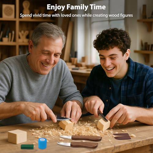 Wood Carving Kit for Beginners with Basswood Blocks & Whittling Knife - color: Brown-2