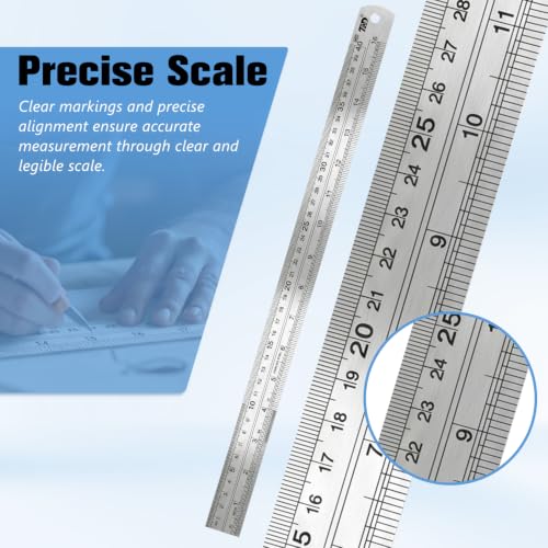 6 Pcs 16 Inch Stainless Steel Rulers with Inch/Metric Conversion - size: 16 Inch