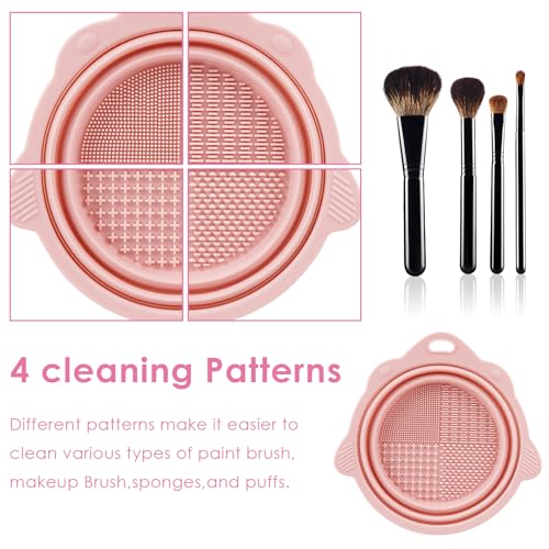 2 Pack Foldable Paint Brush Cleaner Brush Washer, Cleaning Rinse Cup for Acrylic, Watercolor, Oil Painting, Gouache Painting, Makeup Brush Cleaner for Brushes, Powder Puffs, and Sponges (Mix) - color: Mix
