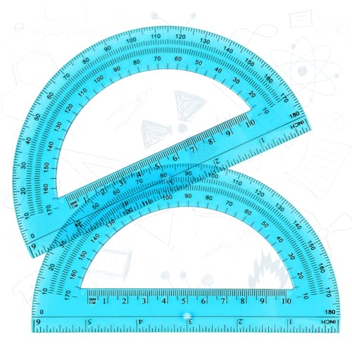 Zonon 2 Pcs 6 Inch Plastic Protractor 180° Math Protractors, Blue - color: Blue