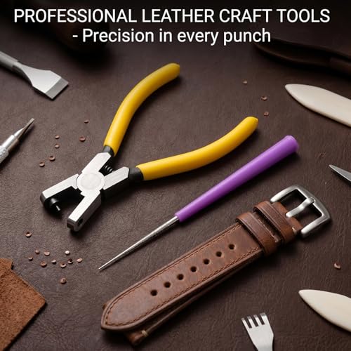 Belt Hole Puncher 2 Pcs 2.0mm Leather Punch Tool for Shoes Strap DIY