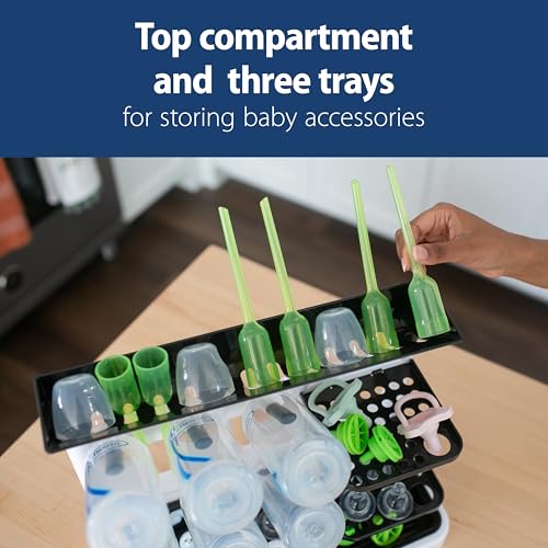 Dr. Brown's Drying Tower, Stand-Up Drying Rack, Countertop Baby Bottle Drying with Organized Storage for Baby Essentials, Space Saving Vertical Rack, Blue/White - size: Countertop, style: Blue/White Stand-Up Drying Rack
