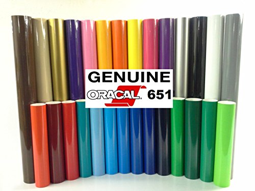 ORACAL 651 12" x 15ft Gloss Vinyl Choose Color Solvent-Based Adhesive-Backed Calendared Wrap Decals w/Yellow Multi-Purpose Squeegee (Red) - color: Red