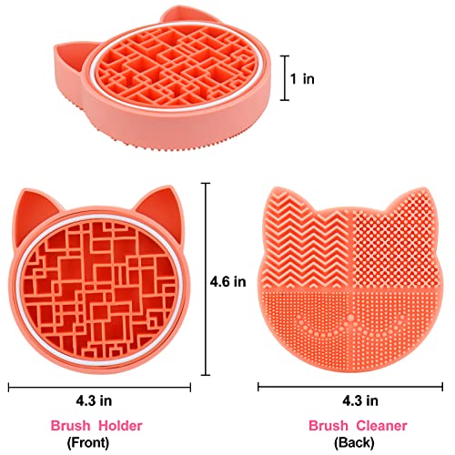 Mygeromon Makeup Brush Cleaner Mat Silicone with Dryer Holder (Orange) - color: Orange