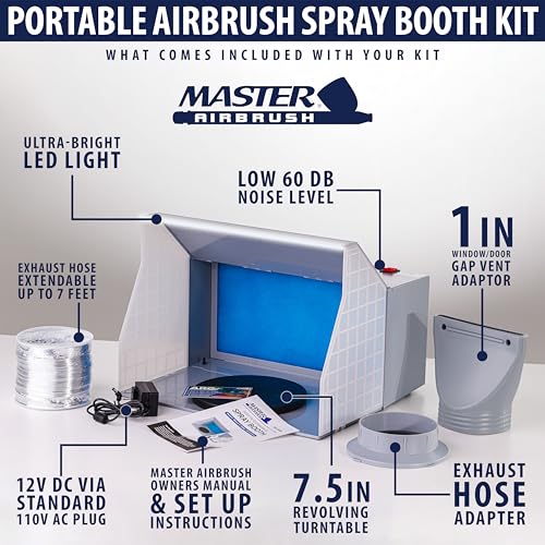 Master Airbrush Portable Airbrush Spray Booth with Exhaust Fan, LED Light - color: Dark Gray