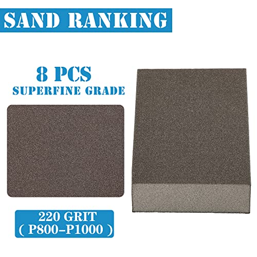 220 Grit Sanding Block, Jamiikury Superfine Sanding Sponge, 8pcs - size: 220 Grits