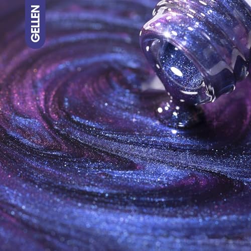 GELLEN Cat Eye Gel Nail Polish, 18ml Blue Purple Color Cat Eye Gel Polish with Magnet Stick, Holographic Glitter Cat Eye Nail Polish Soak Off Nail Art Manicure at Home - color: No.897-Galaxy Blue